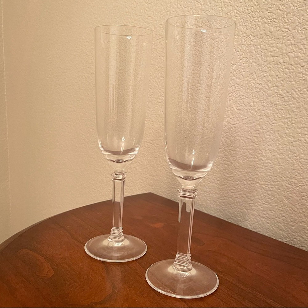 Tiffany & Co. Hampton 9” Crystal champagne flutes